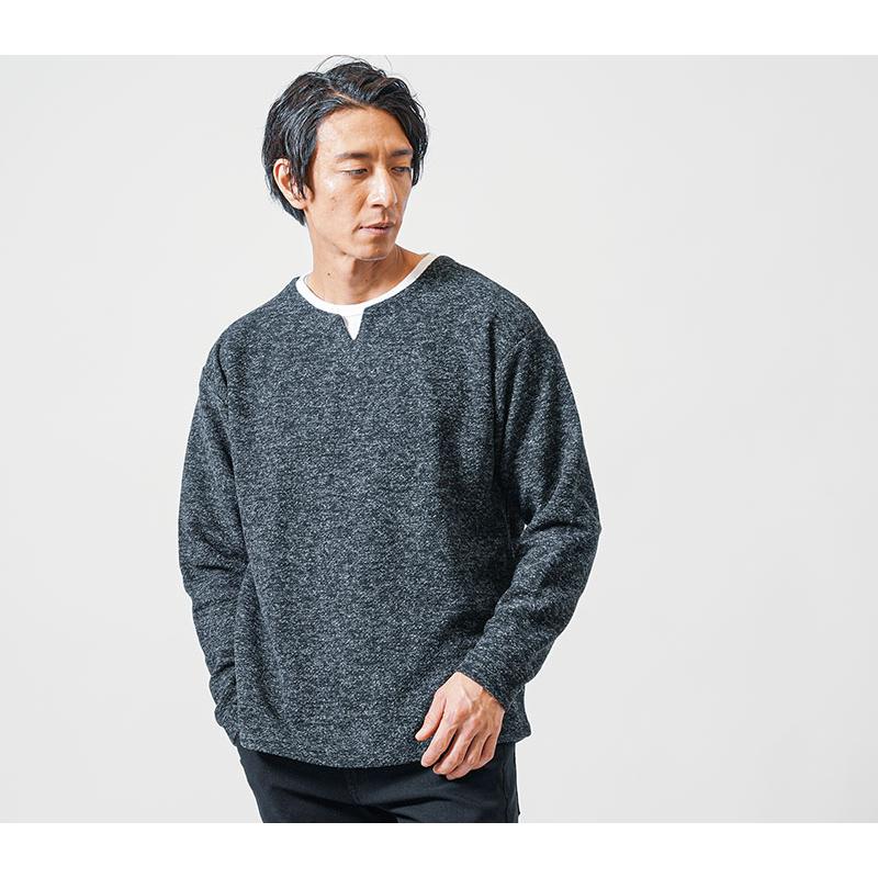 キーネック tシャツ メンズ キーネックカットソー ヘンリー