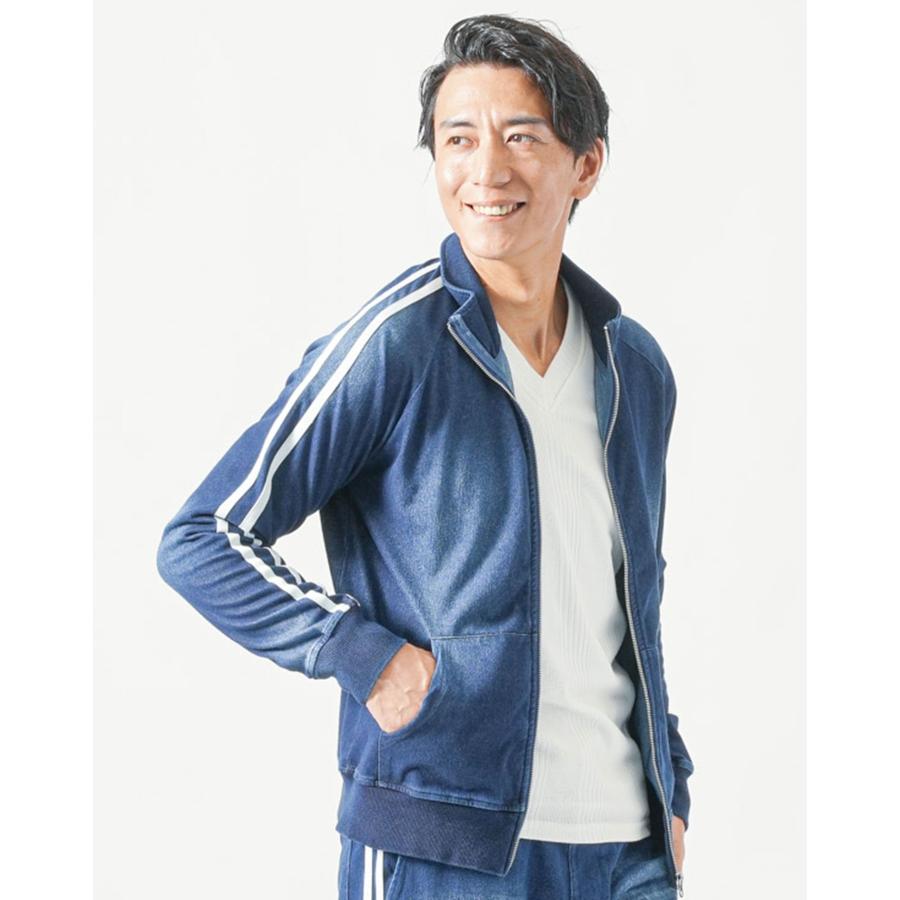 デニムセットアップ メンズ トラックジャケット ジャージ 上下 デニムセットアップ メンズ トラックジャケット ジャージ 上下