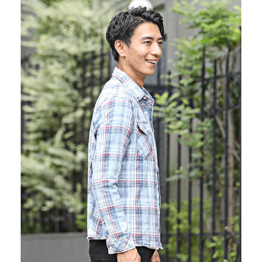 シャツ メンズ 長袖 インディゴ 色落ち加工インディゴチェックシャツ おしゃれ 30代 40代 50代 メンズスタイル Menz Style 07 Menz Style 通販 Yahoo ショッピング