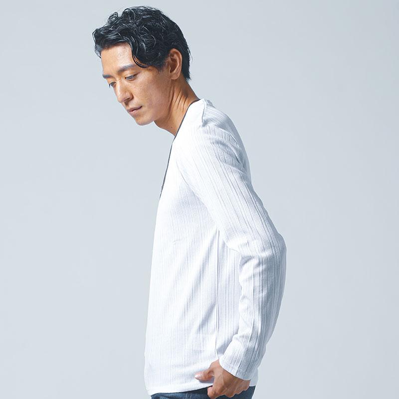 ロングティーシャツ メンズ 白ティーシャツ 白tシャツ vネックメンズ 長袖 ジャケt 白 ロンt カットソー  tシャツ vネック 50代 春 夏 無地 40代 3枚セット｜menz-style｜12