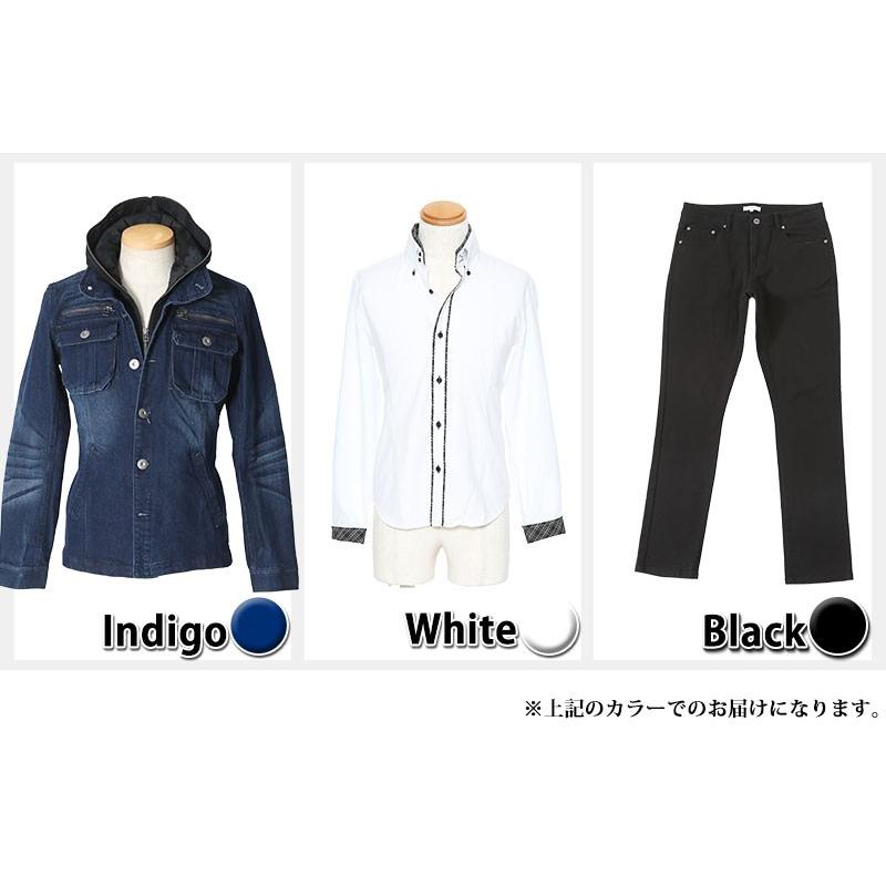 デニムジャケット メンズ コーディネート アウターセット インディゴジャケット 白シャツ 黒パンツ3点コーデセット 18 100 Outer Set 18 Menz Style 通販 Yahoo ショッピング