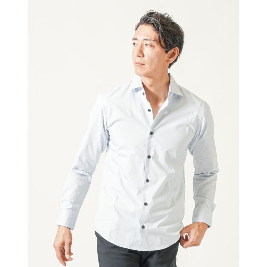 イタリアンカラー シャツ メンズ ホリゾンタルカラー メンズ スタンドカラーシャツ スマートカジュアル 男性 40代 日本製 イタリアンカラー ワイシャツ 50代 春｜menz-style｜27