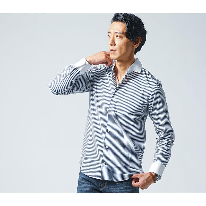 ストライプシャツ メンズ シャツ 綿100% コットンシャツ 日本製 ストライプシャツ メンズ シャツ 綿100% コットンシャツ 日本製