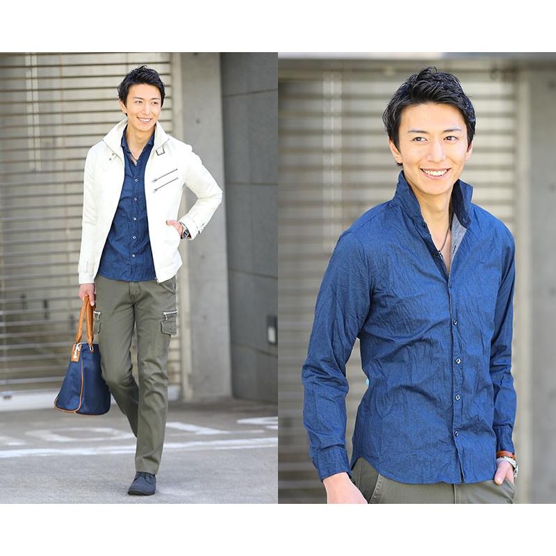 美品☆ 45R 紋柄&ランダムボーダー ムラ染め 長袖シャツ サイズ4 日本製 美品☆ 45R 紋柄&ランダムボーダー 長袖シャツ ムラ染め サイズ4 日本