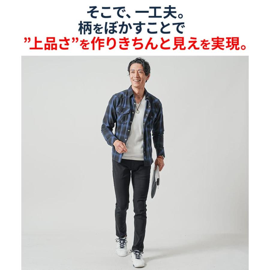 オンブレ チェックシャツ ウエスタンシャツ メンズ フランネルシャツ