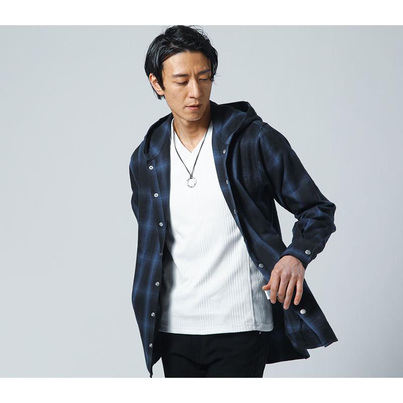 ロング丈シャツ メンズ オンブレ チェックシャツ シャツパーカー ロング丈シャツ メンズ オンブレ チェックシャツ シャツパーカー