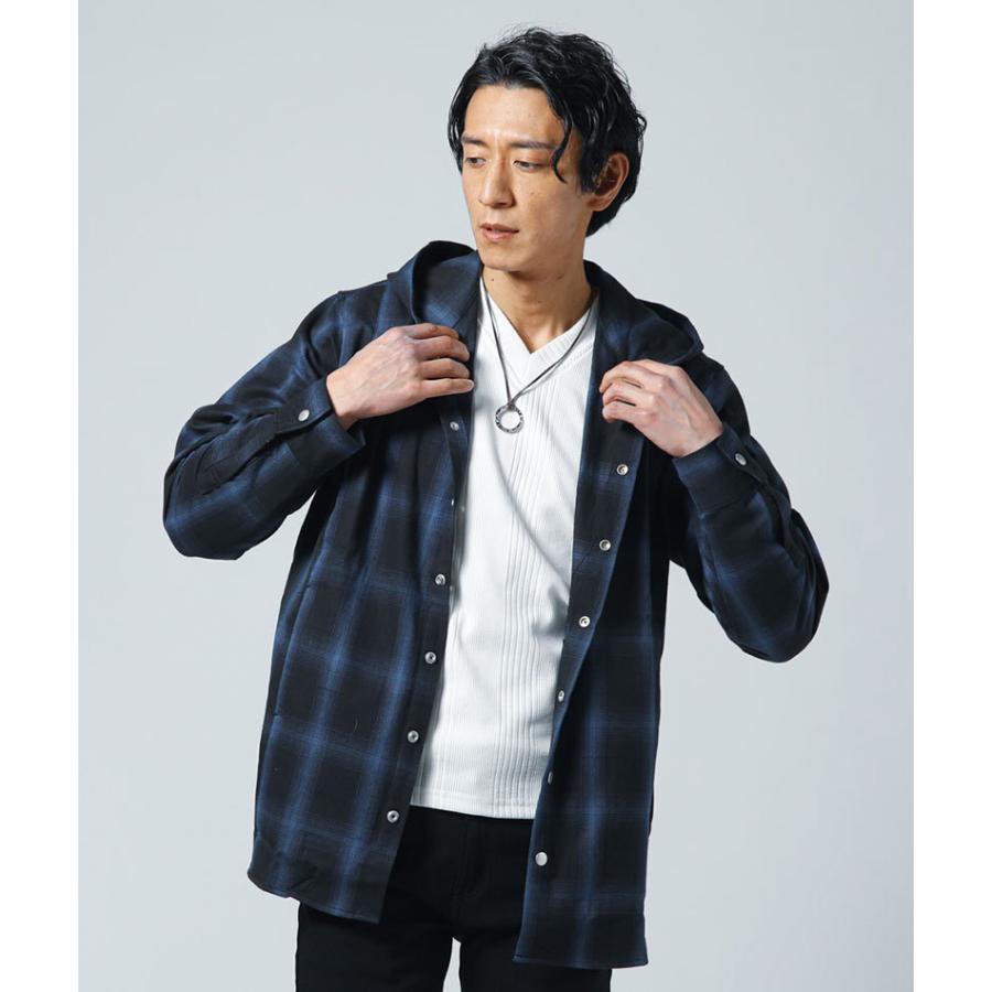 ロング丈シャツ メンズ オンブレ チェックシャツ シャツパーカー ロング丈シャツ メンズ オンブレ チェックシャツ シャツパーカー