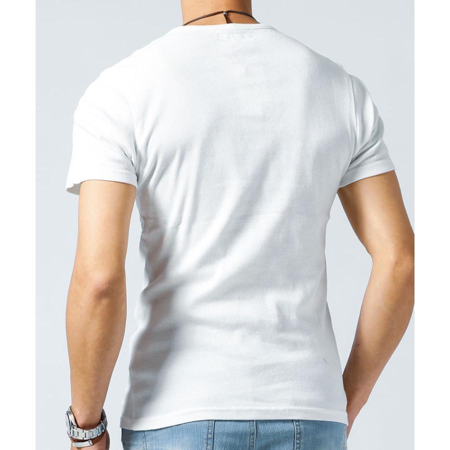 Tシャツ メンズ カットソー トップス 半袖 プリント Vネック