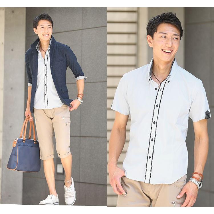 シャツ メンズ 半袖 カジュアル おしゃれ 20代 30代 40代 50代 大きいサイズ 2枚襟 デザイン 美シルエット 11