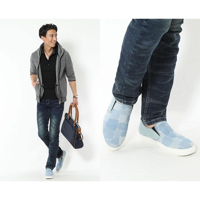 スリッポン メンズ シューズ スニーカー カジュアルシューズ デニム キルトペイントデザインデニムスリッポンシューズ 1 Cle 359 Menz Style 通販 Yahoo ショッピング