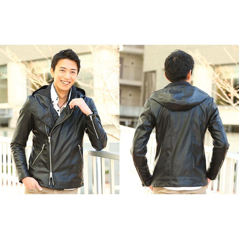 LOVELLESS フード付きライダー スジャケット サイズ2 ネイビー 楽天市場】【20%OFFクーポン〜】レザージャケット メンズ