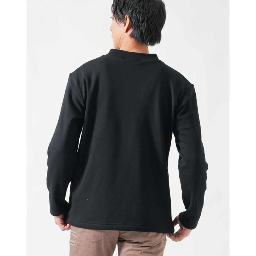 ハイネック tシャツ メンズ 長袖 裏起毛tシャツ カットソー 厚手 厚め