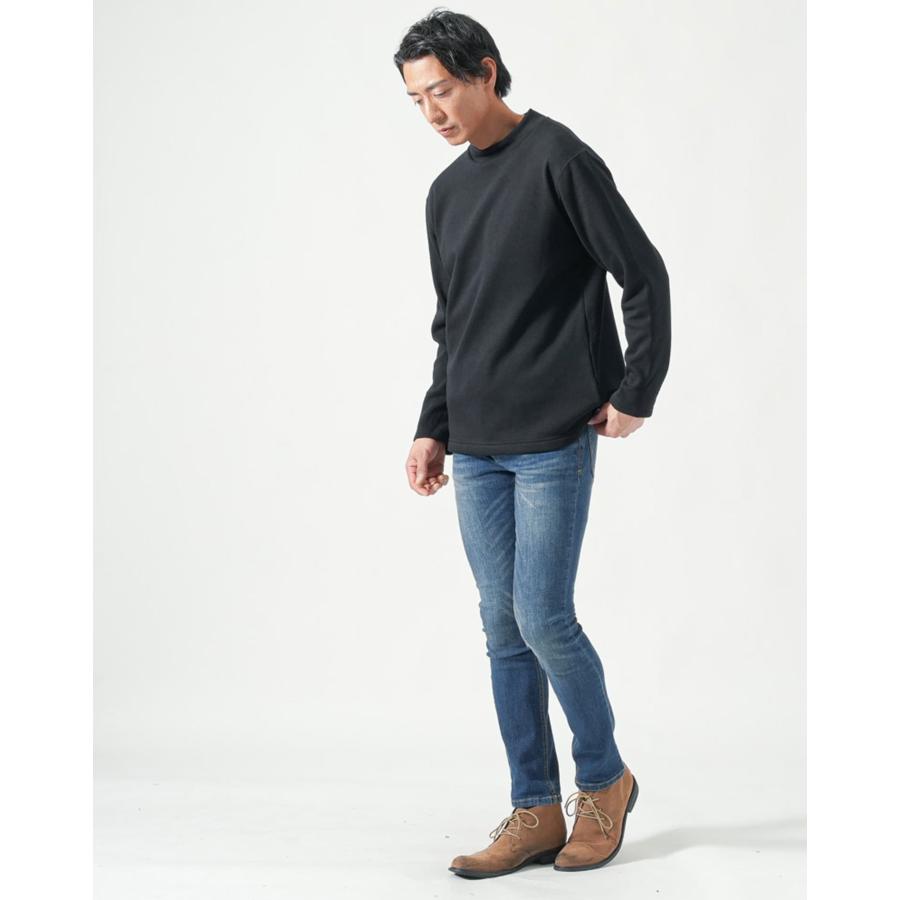 ハイネック tシャツ メンズ 長袖 裏起毛tシャツ カットソー 厚手 厚め