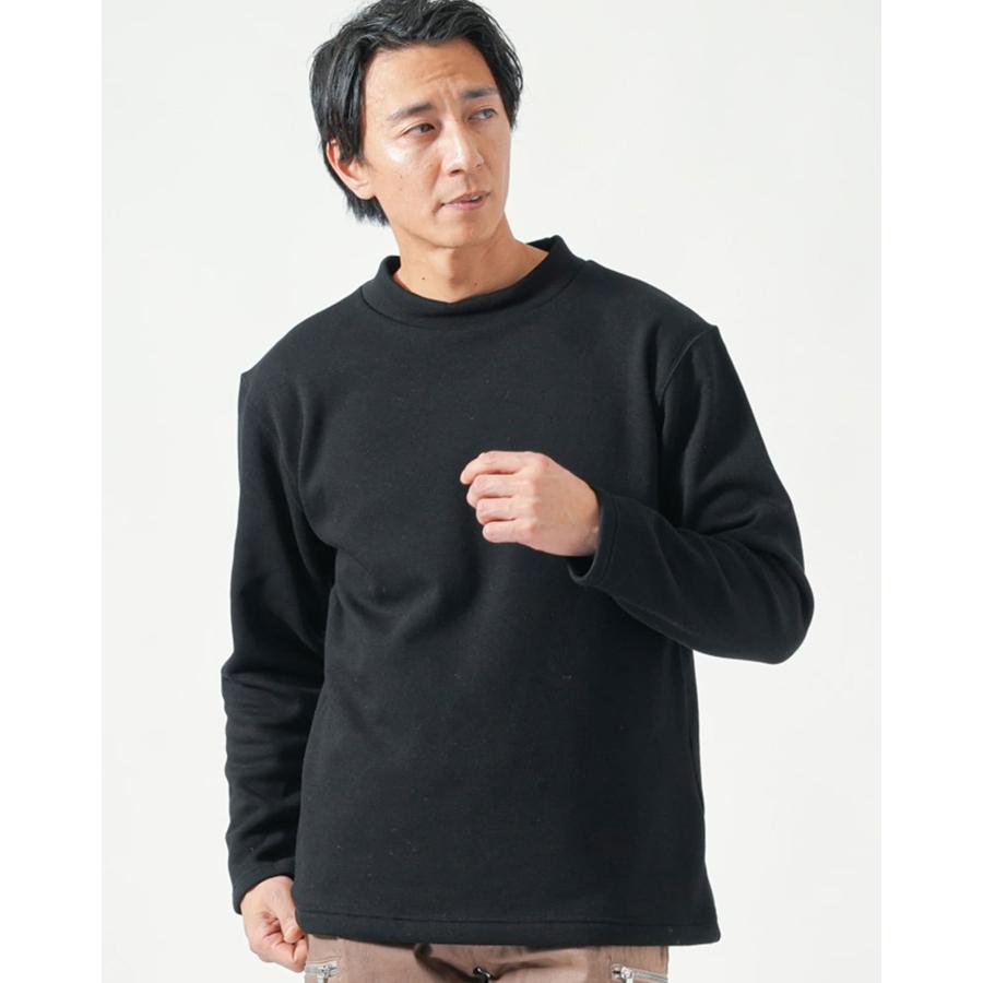 ハイネック tシャツ メンズ 長袖 裏起毛tシャツ カットソー 厚手 厚め