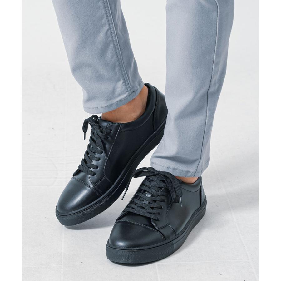 スニーカー メンズ シューズ レースアップ 合成皮革 PUレザー ショート