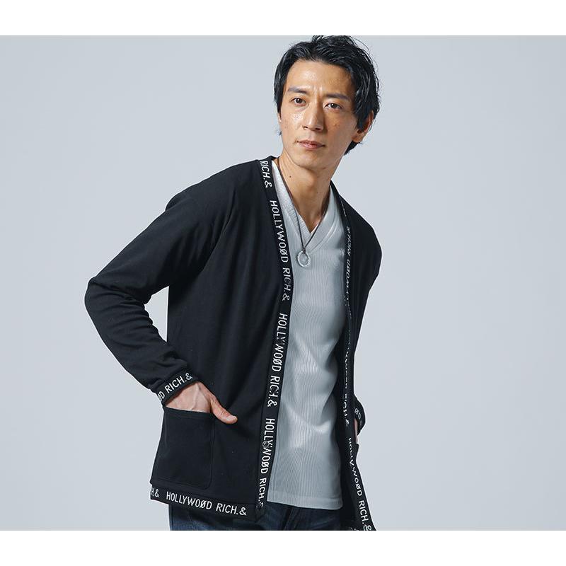 カーディガン メンズ アウター トップス 英字 リブ