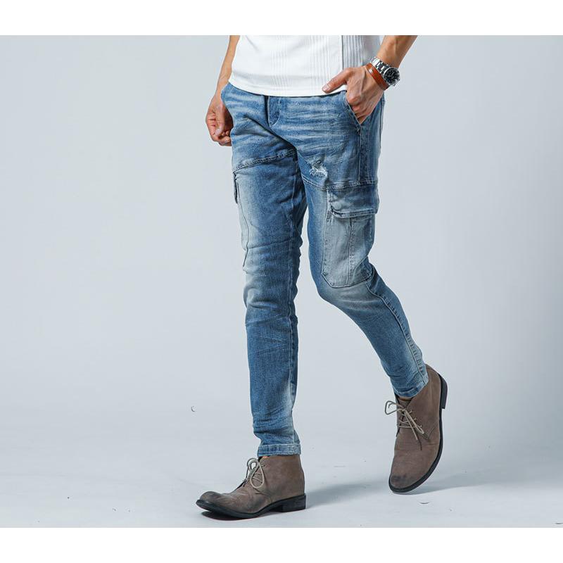 カーゴパンツ メンズ デニムパンツ スリムカーゴパンツ ボトムス カーゴパンツ メンズ デニムパンツ スリムカーゴパンツ ボトムス