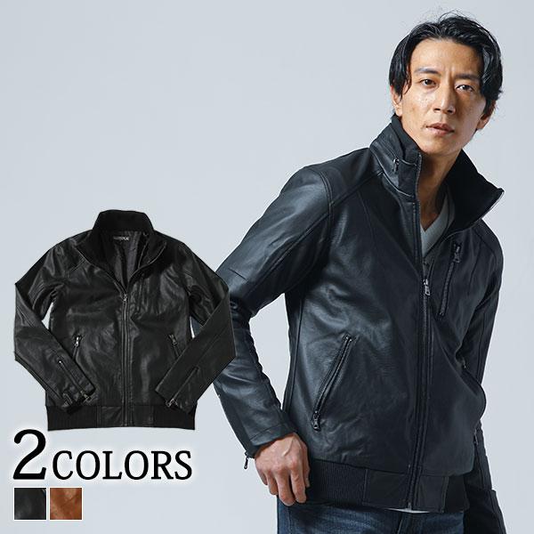 ライダースジャケット メンズ 革ジャン アウター ストレッチ Puレザー 合成皮革 スタンドカラー 長袖 春 秋 冬 服 30代 40代 50代 Menz Style メンズスタイル いよいよ人気ブランド