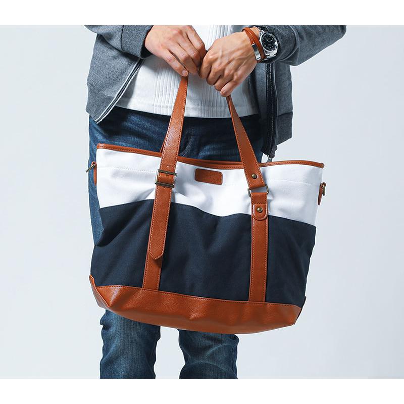 トートバッグ メンズ バッグ キャンバス 帆布 ライン 2WAY トートバッグ メンズ バッグ キャンバス 帆布 ライン 2WAY