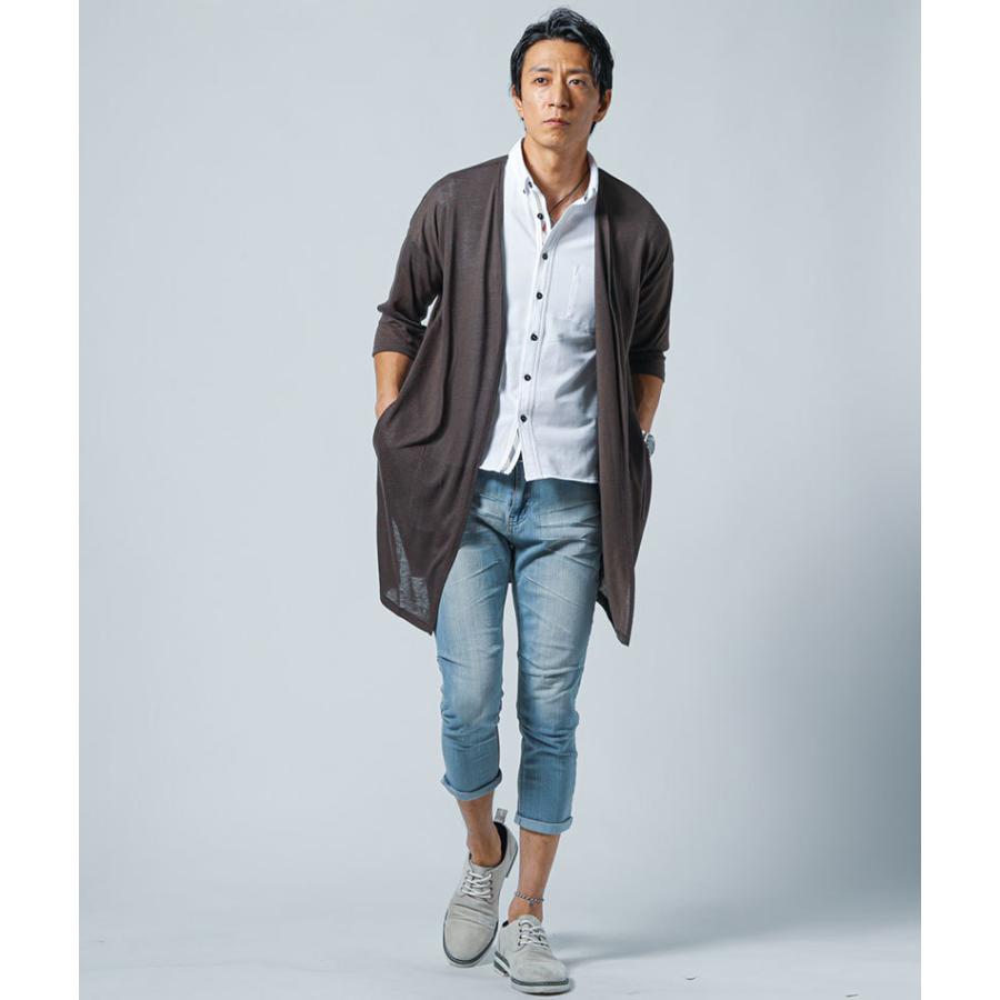 カーディガン メンズ トップス アウター ライトアウター サマーニット 麻混 7分袖 ロング 春 夏 服 30代 40代 50代 163 0257 Menz Style 通販 Yahoo ショッピング