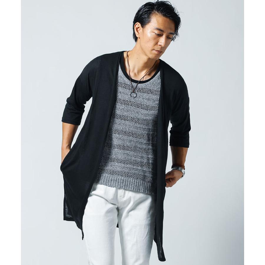カーディガン メンズ トップス アウター ライトアウター サマーニット 麻混 7分袖 ロング 春 夏 服 30代 40代 50代 163 0257 Menz Style 通販 Yahoo ショッピング