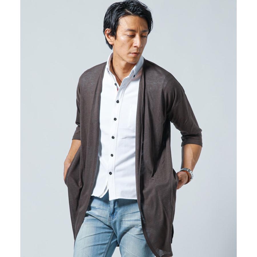 カーディガン メンズ トップス アウター ライトアウター サマーニット 麻混 7分袖 ロング 春 夏 服 30代 40代 50代 163 0257 Menz Style 通販 Yahoo ショッピング