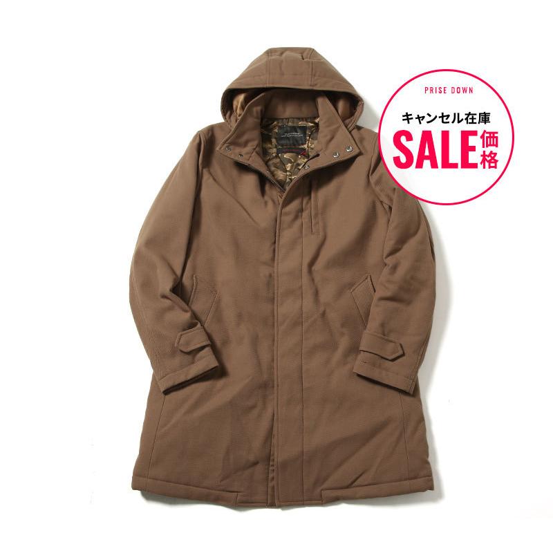 コート メンズ メルトン フード ロングコート ナノユニバース