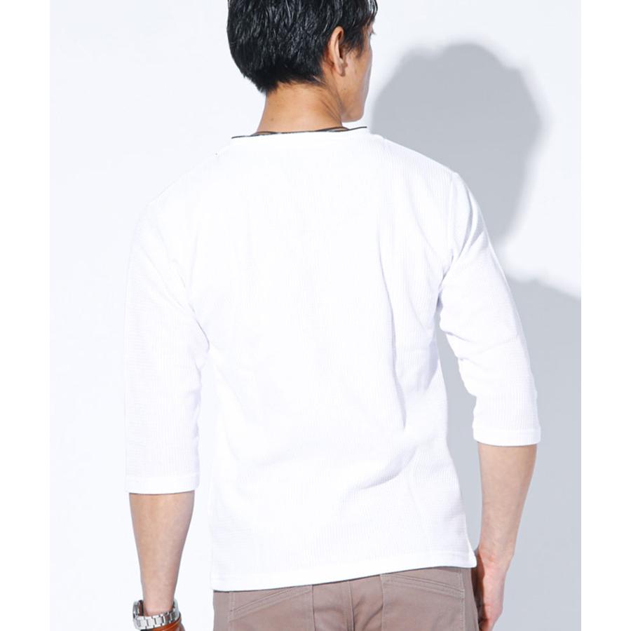 七分袖 メンズ ヘンリーネック 七分丈 カットソー tシャツ 7分丈 7分