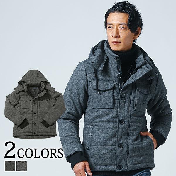 中綿ジャケット メンズ アウター ウール混 ツイード 2way 冬 服 30代 40代 50代 メンズスタイル Menz Style ご予約品