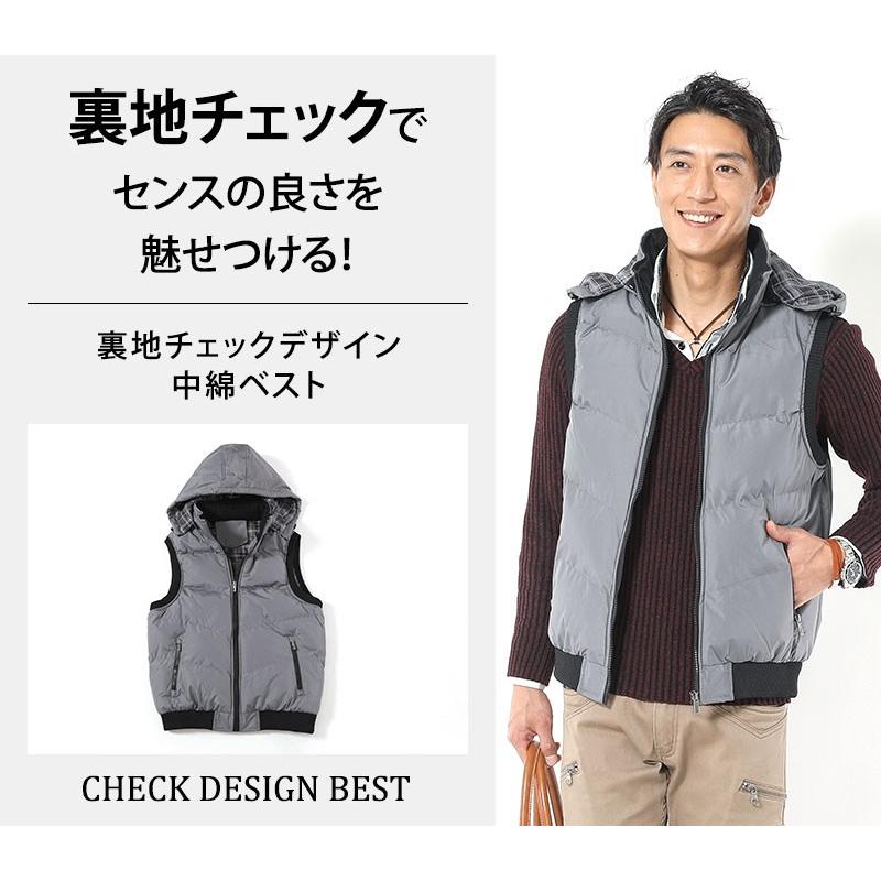 中綿ベスト メンズ アウター ベスト 裏地チェックデザイン中綿ベスト 163 Ssk Menz Style 通販 Yahoo ショッピング