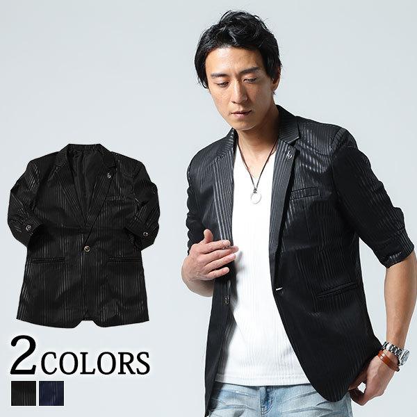 テーラードジャケット メンズ ジャケット 5分袖 ストライプ サマージャケット 春 夏 服 30代 40代 50代 今季ブランド