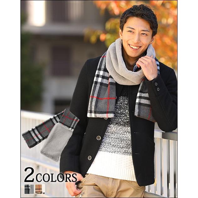 マフラー メンズ 切り替えファーデザインチェックマフラー 164 Nanden Muf 1 Menz Style 通販 Yahoo ショッピング