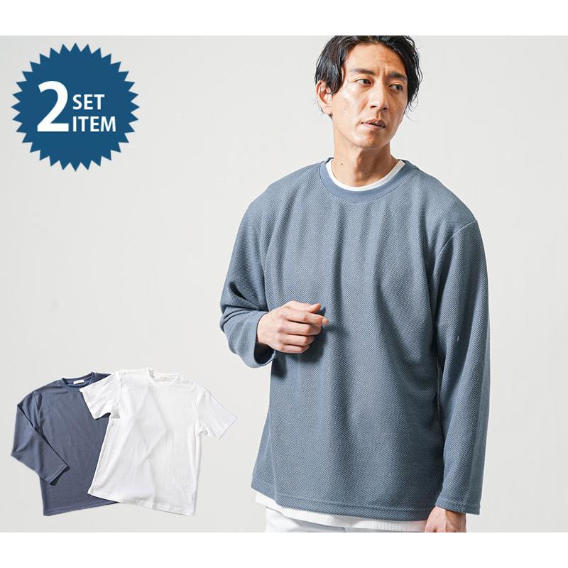 カットソー メンズ ロンt tシャツ 半袖 長袖 2枚セット メンズt カットソー メンズ ロンt tシャツ 半袖 長袖 2枚セット メンズt
