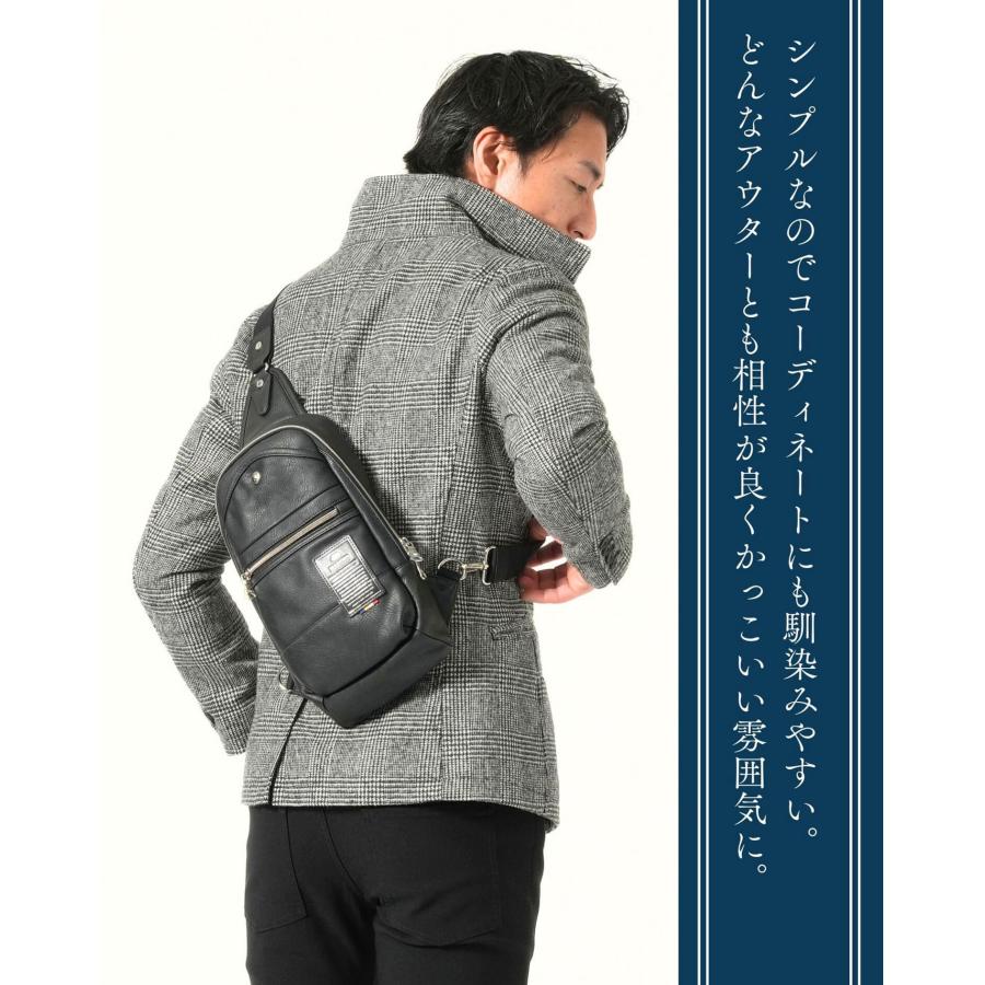 レザーボディーバック 合成皮革 ボディバッグ メンズ 小さいバック