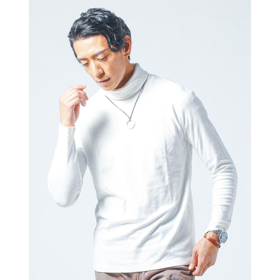 タートルネック 白 tシャツ メンズ 白ハイネックtシャツ ティシャツ