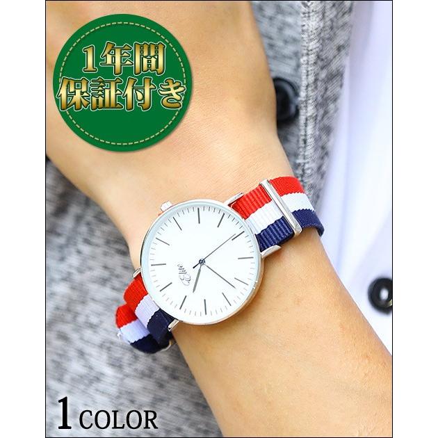 時計 メンズ 腕時計 トリコロールデザインナイロンベルトウォッチ 