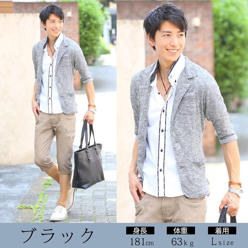 ジャケット メンズ テーラードジャケット 七分袖 ７分袖 夏 裏地ストライプ おしゃれ 代 30代 40代 50代 39 51 H379 Menz Style 通販 Yahoo ショッピング