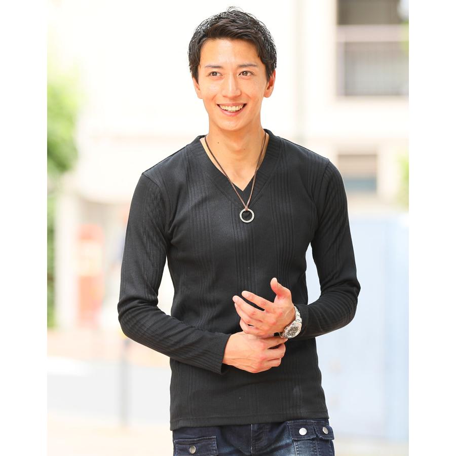 メンズ ロングTシャツ 2点セット vネック カットソー tシャツ メンズ ロンt セット 長袖 ヘンリーネック