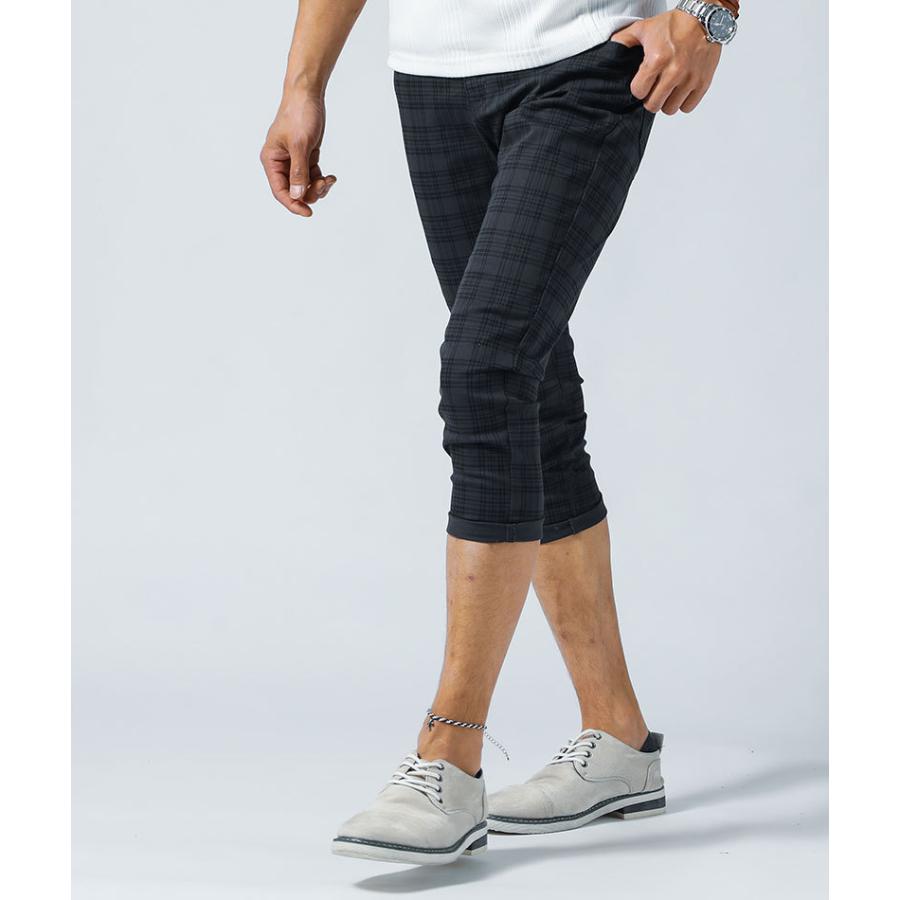クロップドパンツ メンズ パンツ ボトム チェック スキニー スリム ストレッチ 春 夏 秋 服 30代 40代 50代 39 99 T805 Menz Style 通販 Yahoo ショッピング
