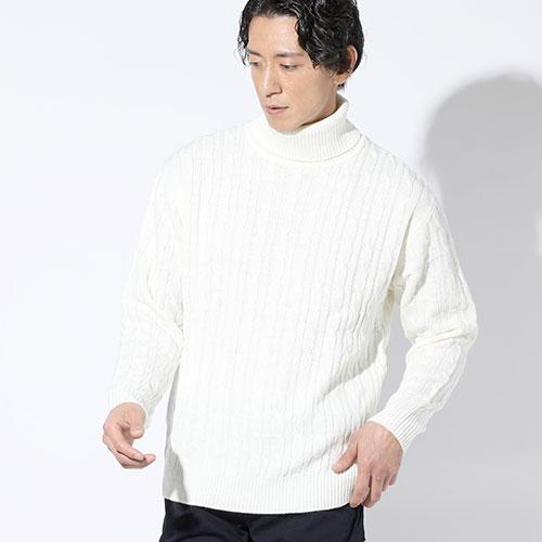 タートルネック メンズ ニット セーター 40代 50代 冬 秋 長袖 男性 黒