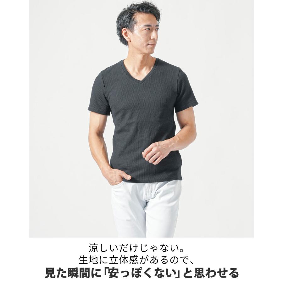 速乾tシャツ tシャツ vネック メンズ 半袖 カットソー スリムフィット