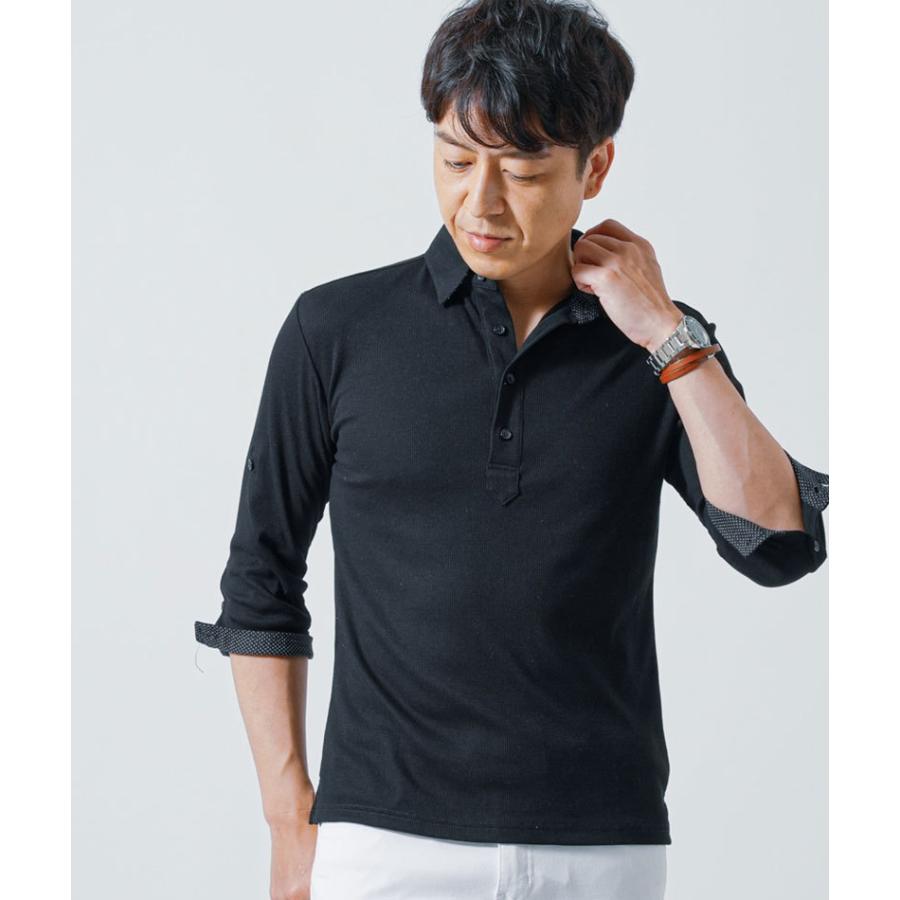 七分袖ポロシャツ メンズ かっこいい 七部袖 ちょいワル 7分袖 7部袖
