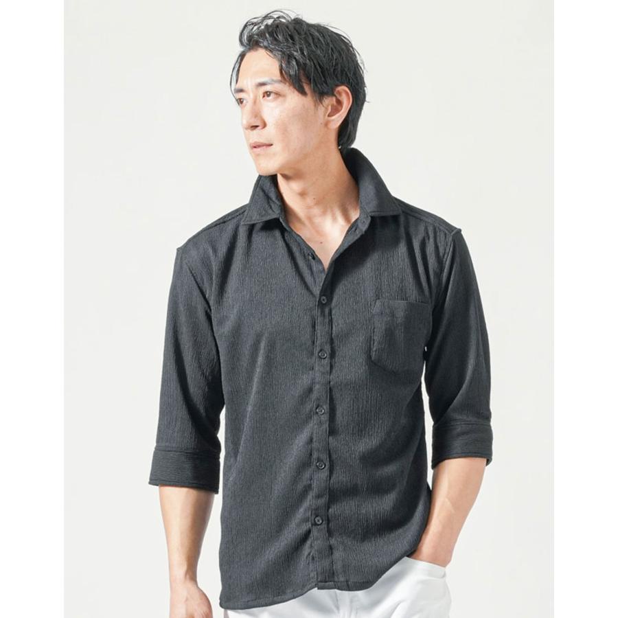 夏 メンズ 羽織 七分丈 シャツ 7分丈シャツ ちょいワルシャツ 7分丈 七