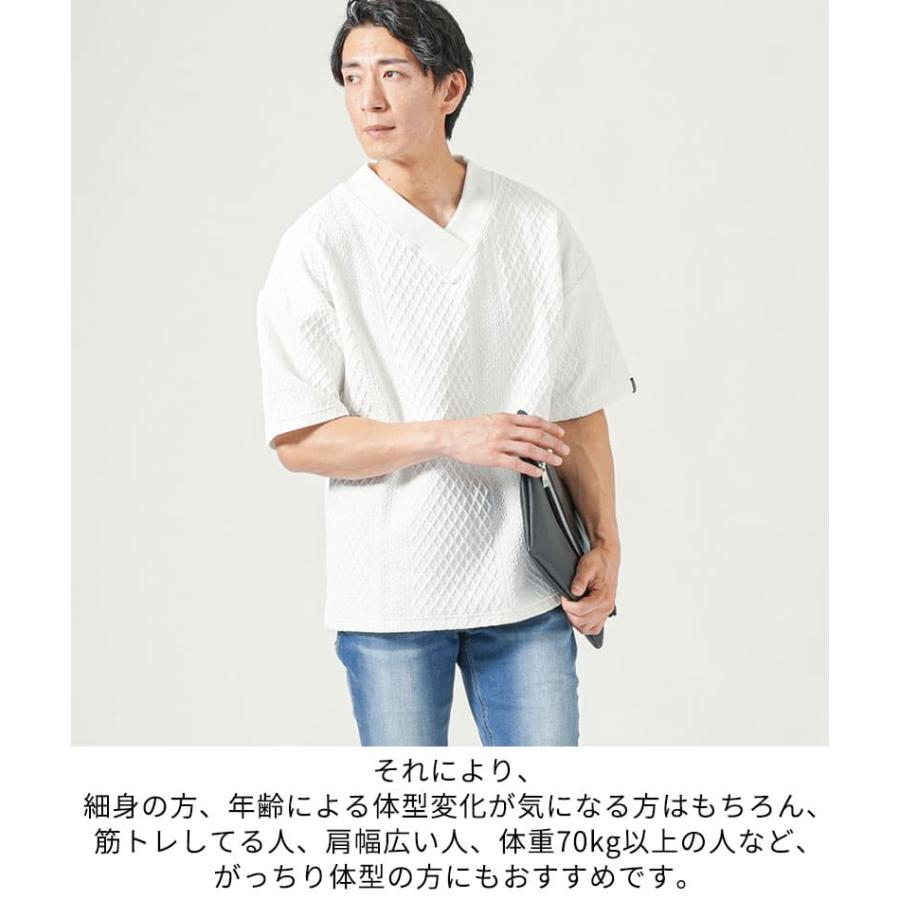 vネック カットソー tシャツ メンズ 半袖 厚手 すけない白 乳首が透け