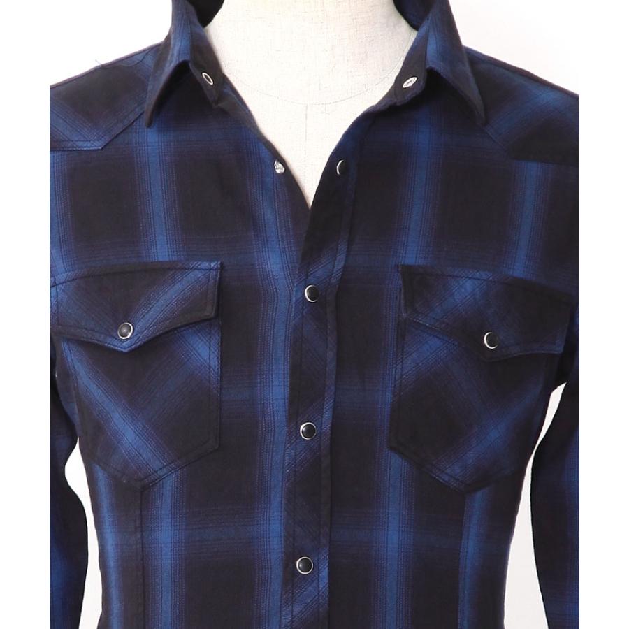 オンブレ チェックシャツ フランネルシャツ メンズ ネルシャツ