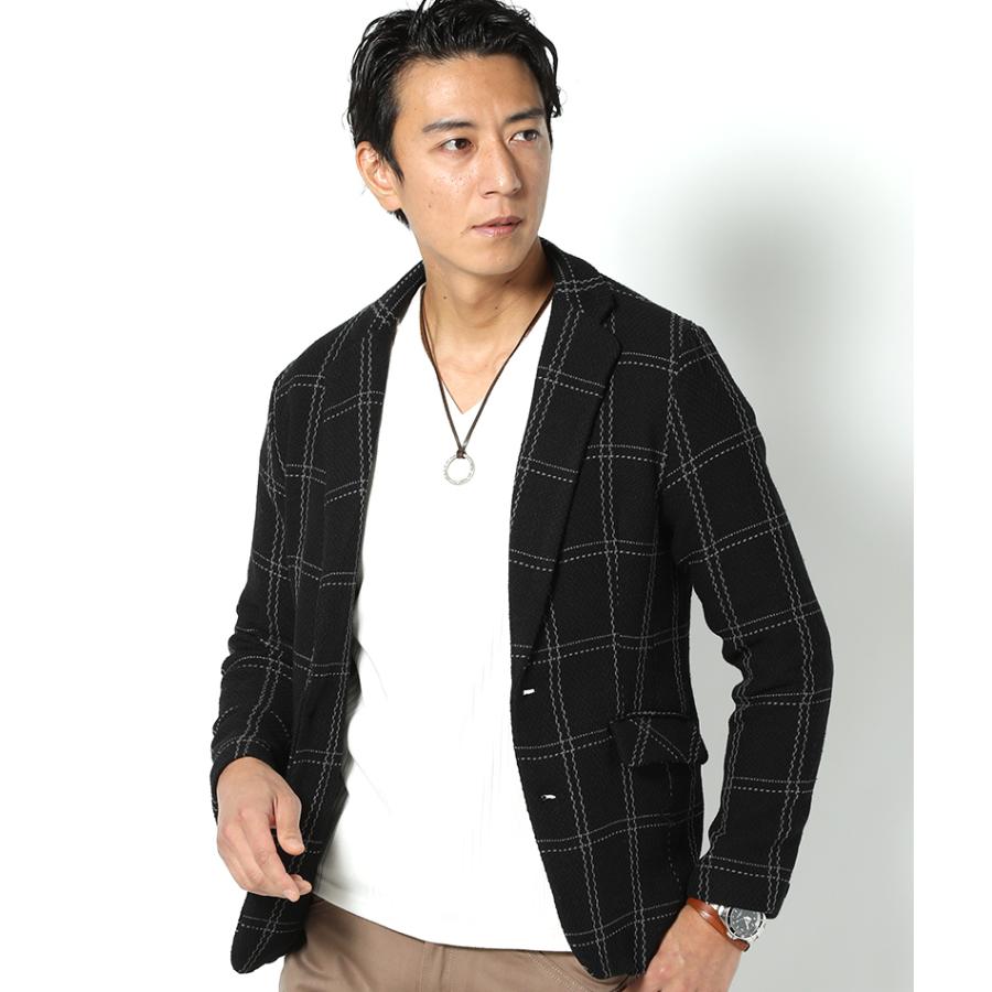 テーラードジャケット メンズ アウター 長袖 ジャケット ニット ニットジャケット チェック ストレッチ 61 Menz Style 通販 Yahoo ショッピング