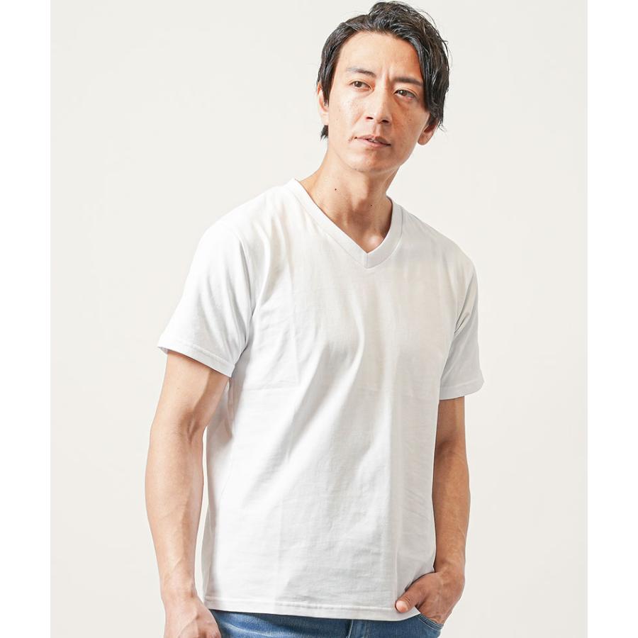 ビジカジ tシャツ vネック 接触冷感 カットソー 半袖tシャツ 綿100