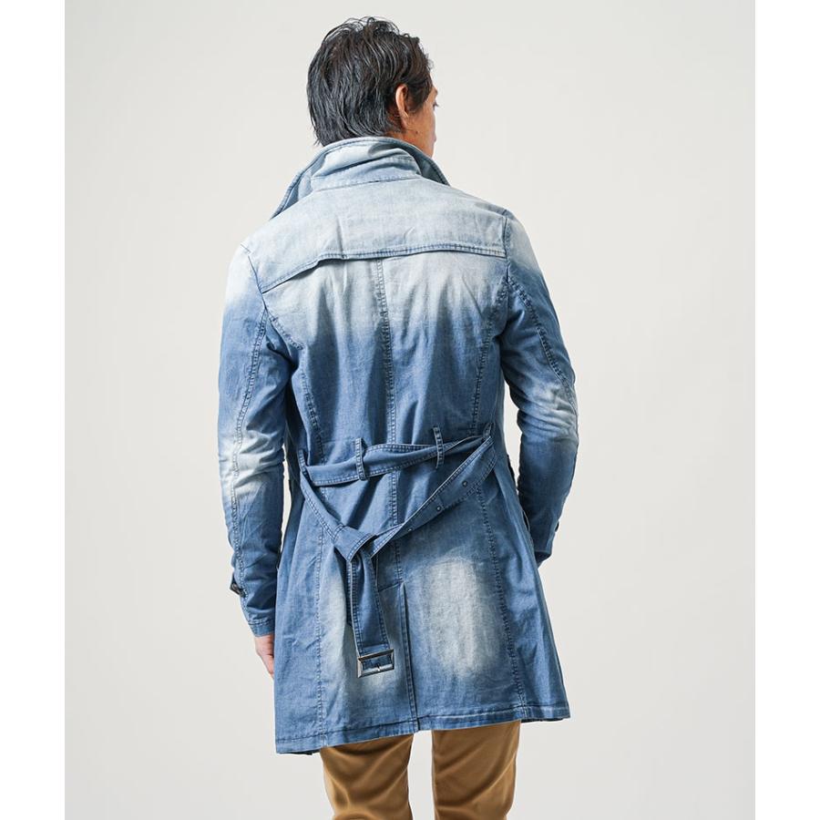 ハザマ 経年真価のトレンチコート　ダブル　金ボタン　リネンデニム　スプリング Amazon | [通用] スプリングコート トレンチコート レディース