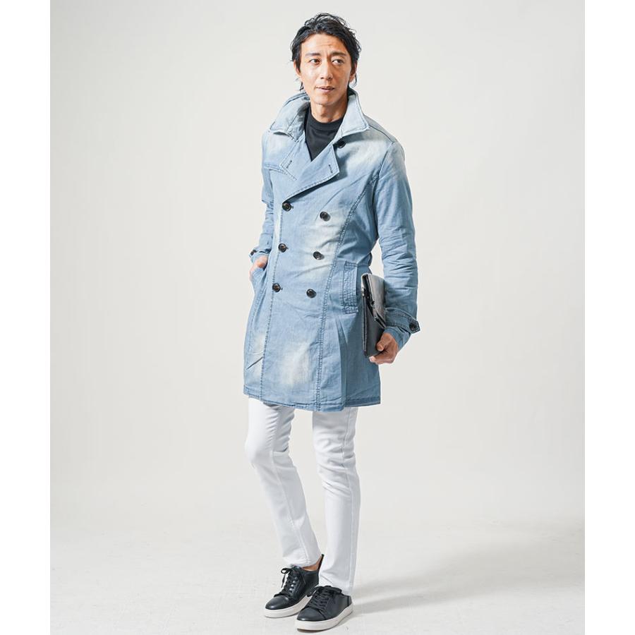 ハザマ 経年真価のトレンチコート　ダブル　金ボタン　リネンデニム　スプリング ハザマ 経年真価のトレンチコート ダブル 金ボタン リネンデニム