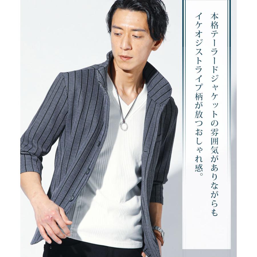 ジャケット スタンドカラー メンズ 夏 50代 七分袖 7分袖 夏物